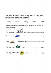 English worksheet: weather worksheet