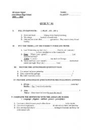 English worksheet: quiz for common core students/ elementary