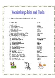 English Worksheet: Jobs and tools