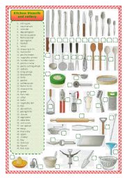 English Worksheet: Kitchen utensils and cutlery-matching activity