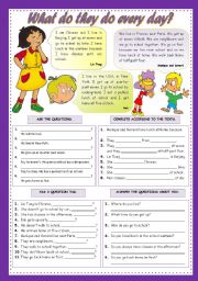 English Worksheet: WHAT DO THEY DO EVERY DAY?