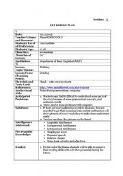 English worksheet: Reading lesson plan