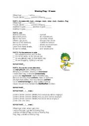 English Worksheet: WAVING FLAG - For Kids!! ELEMENTARY LEVEL