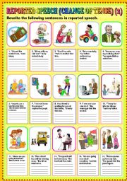 English Worksheet: REPORTED SPEECH (CHANGE OF TENSE) PART 2 + KEY