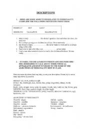 English Worksheet: descriptions