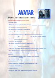 English Worksheet: Avatar video listening