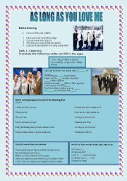 English Worksheet: as long as you love me by backstreet boys 