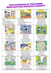 English Worksheet: Past tense - easy conversation - What did they do last summer?