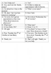English Worksheet: Making an Appointment