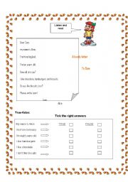 English Worksheet: A lovely letter to Sam