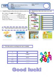 English Worksheet: ORDINAL NUMBERS, SEASONS