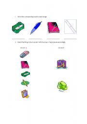 English Worksheet: school objects