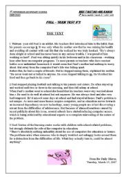 English Worksheet: english test reading ,language and writing