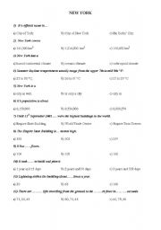 English worksheet: Quiz on New York