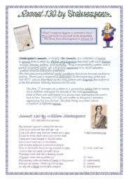 English Worksheet: Sonnet 130 by Shakespeare