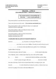 English worksheet: present perfect