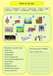 English Worksheet: Places in the town