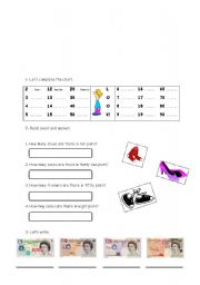 English worksheet: Numbers and Money
