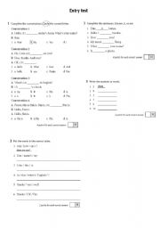 English Worksheet: Entry Test