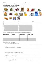 English Worksheet: FOOD AND DRINK VOCABULARY