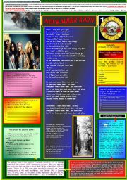 English Worksheet: NOVEMBER RAIN - GUNS N ROSES - PART 01 (FULLY EDITABLE)