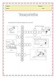 English worksheet: Transportation Crossword