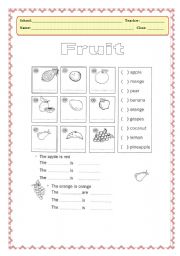 English Worksheet: Fruit