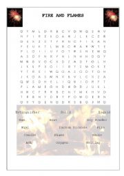 English Worksheet: Fire and Flames Word Search