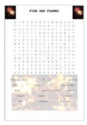 English worksheet: Fire and Flames Word Search