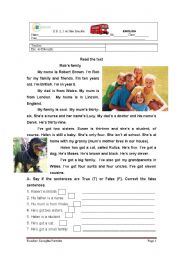 English Worksheet: Robs family