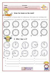 English Worksheet: wHAT TIME IS IT?