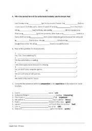 English worksheet: 7th form test or worksheet on hobbies (pages 3 and 4)