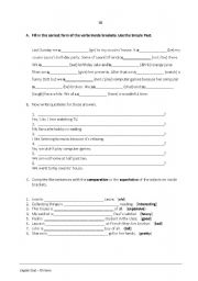 English Worksheet: 7th form test or worksheet on hobbies (pages 3 and 4)