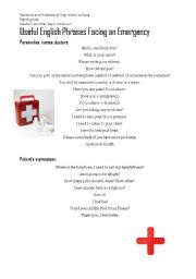 English Worksheet: useful expressions facing emergencies