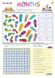 English Worksheet: Months of the Year