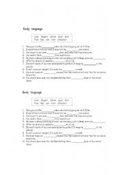 English Worksheet: Body language