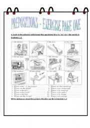 English Worksheet: Preposition Exercise Page 1