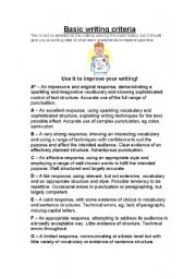 English Worksheet: GCSE English Basic Writing Criteria