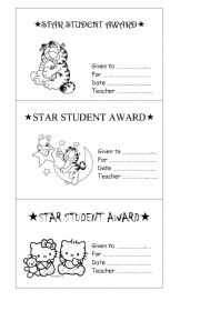 English Worksheet: Star Students Awards for Girls