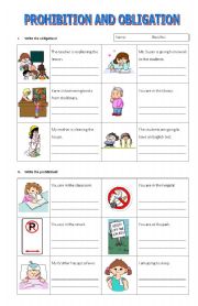 English Worksheet: Prohibition and obligation