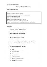 English Worksheet: Countries and food
