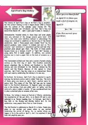 English Worksheet: History of Fools Day 