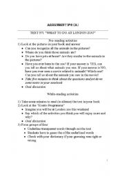 English worksheet: reading