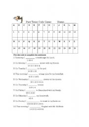 English Worksheet: past tense code quiz