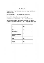 English worksheet: is, are, am