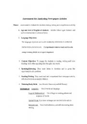 English Worksheet: Newspaper activity