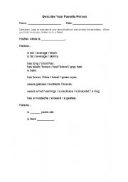 English Worksheet: Describe Your Favorite Person