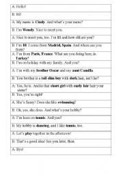 English Worksheet: Meeting a new person