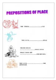English worksheet: PREPOSITIONS OF PLACE  FUNNY !