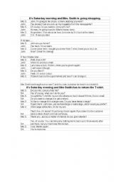 English Worksheet: Shopping dialogue